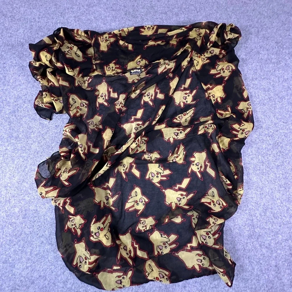 Pokemon Pikachu Scarf One Size Black Unisex Polyester Gauze Wrap 72x42